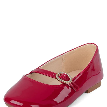 Gymboree Girl's Toddler Dressy Ballet Flat, Apple Red, 12 Wide Little Kid