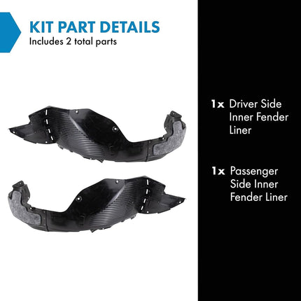 TRQ Inner Fender Liner Set Compatible with 2017-2018 Kia Forte5 KI1248155 KI1249155