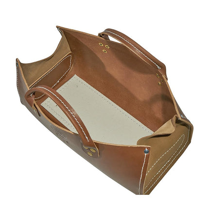 Klein Tools 5115 Tool Bag, Leather Tote for Hand Tools is Extra Heavy Duty Organizer with Double Ply Bottom