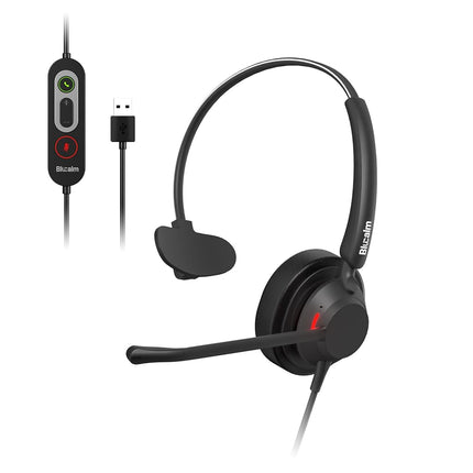 Blucalm Wired Headset with Mic for Work, Single on