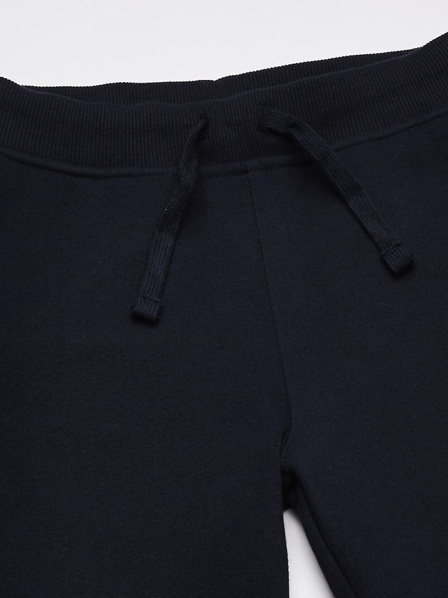 Nautica Little Girls' Fleece Sweatpants, Functional Pockets, Elastic Waistband & Drawstring Closure, Navy, 12-14