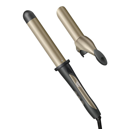 INFINITIPRO BY CONAIR Rizador de 1 1/4 pulgadas, incluye un clip desmontable que convierte el rizador en tenacilla para crear rizos sueltos. El rizador sin clip crea ondas impecables, para usar en cabello mediano y largo.