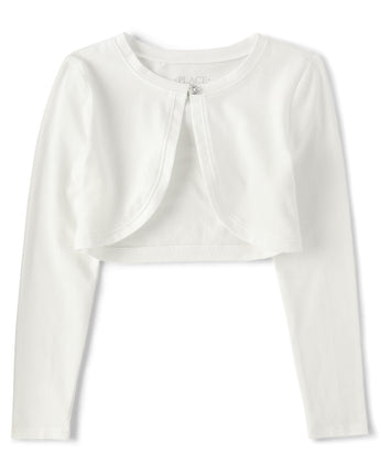 The Children's Place Girls' Long Sleeve Shrug, Whi