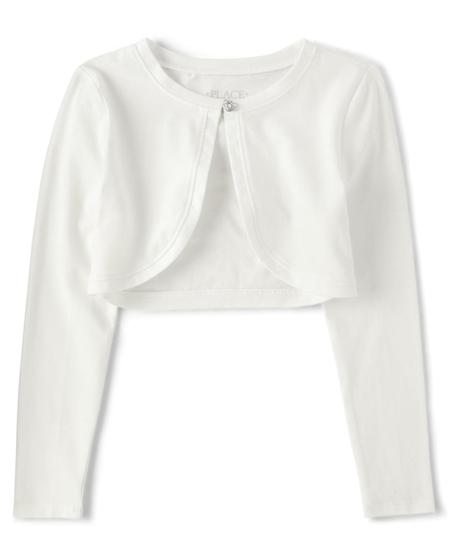 The Children's Place Girls' Long Sleeve Shrug, Whi