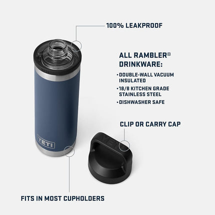 YETI Rambler 18 oz Bottle, Vacuum Insulated, Leakproof, Stainless Steel with Chug Cap, Blue Camo