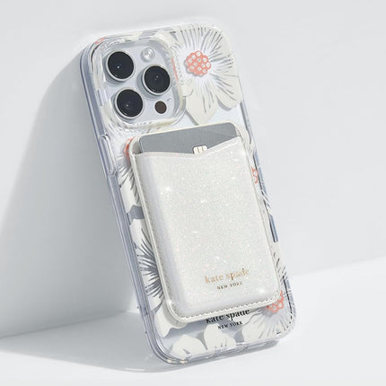Kate Spade New York Magnetic Wallet/Card Holder - Compatible with MagSafe Phones and Cases - White Glitter