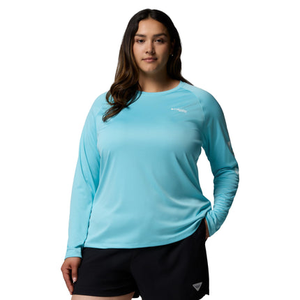 Columbia womens Tidal Tee Ii Long Sleeve, Clear Blue/White Logo, XXL