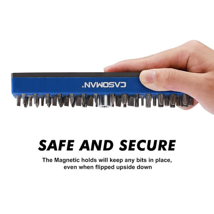 CASOMAN 2PCS 1/4" Hex Bit Organizer with Magnetic Base - Blue, 86 Hole Bit Organizer with Strong Magnetic Base, Magnetic Bit Organizer for Your Specialty