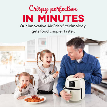 Four à frire à air chaud en céramique DASH Tasti-Crisp™, 2,6 L, Crème – Friteuse à air compacte pour des repas plus sains en quelques minutes, surface antiadhésive en céramique, idéal pour les petits espaces – Arrêt automatique, numérique, 1000 W