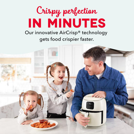 DASH Tasti-Crisp™ Ceramic Air Fryer Oven, 2.6 Qt., Cream – Compact Air Fryer for Healthier Food in Minutes, Ceramic Nonstick Surface, Ideal for Small Spaces - Auto Shut Off, Digital, 1000-Watt