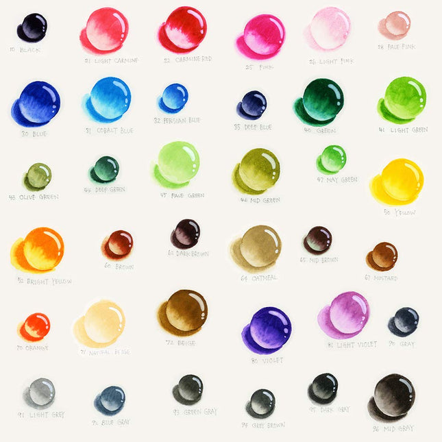 Kuretake Zig Clean Color Real Brush 36 colors set, Brush tip marker pens, for Professional and Artist, coloring, drawing, calligraphy, lettering, Made in Japan
