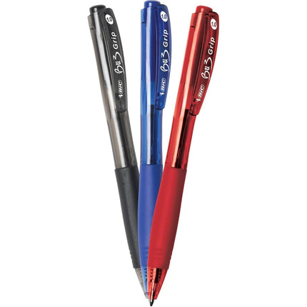 BIC Stylo bille BIC BU3 Grip, Pointe moyenne (1,0 mm), Couleurs assorties, Paquet de 18 par BIC
