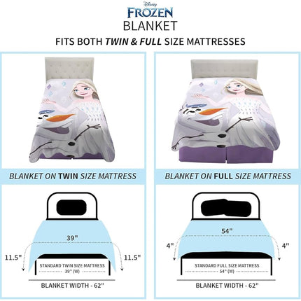 Disney Frozen 2 Kids Bedding Super Soft Plush Micro Raschel Blanket, 62 in x 90 in, Official Disney Product by Franco