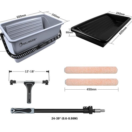ROLLINGDOG 18 Inch Paint Roller Set – Large Paint Roller Tray & Bucket, Ideal for Large Scale Home Renovation & Professional Painting Projects