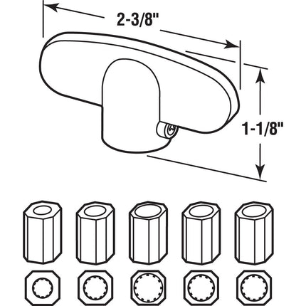Prime-Line Products H 3885 Prime Line T Style Universal Spline Operator Tee Handle, Die Cast Zinc, Aluminum