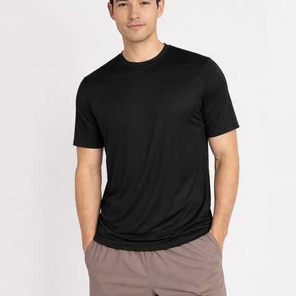 Liberty Imports 5 Pack Men’s Active Quick Dry Crew Neck T Shirts | Athletic Running Gym Workout Short Sleeve Tee Tops Bulk, White/Navy/Gray/Charcoal/Black, S