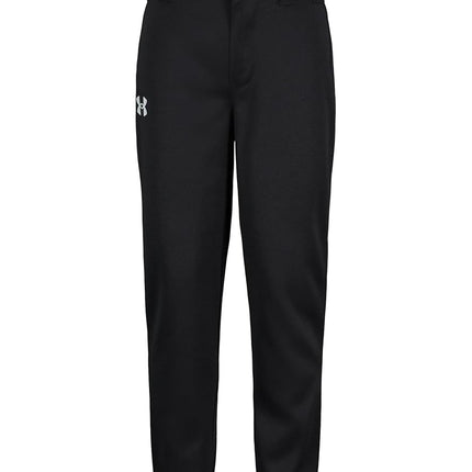 Under Armour Boys Baseball Pant, Belt Loops, Logo, Snap Closure, Comfortable & Durable, Black/Aluminum, 4