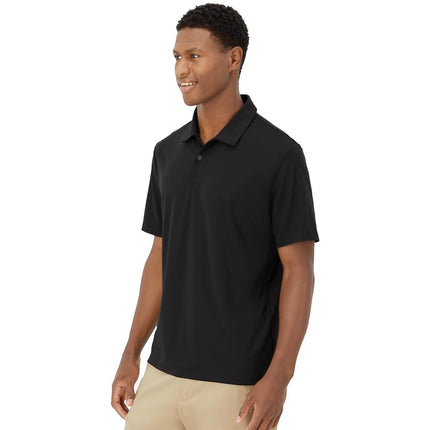 Hanes Moves Polo de manga corta de alto rendimiento para hombre, absorbe la humedad, negro, grande