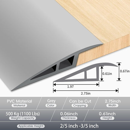 Vinyl-Door-Threshold-Ramps Floor-Transition-Strips 36 inch, Threshold 1/2'' ~ 3/5'', Thresholds Ramps for Doorways, Edge-Reducer Threshold-Transition-Strip for Home/Door/Floor (Grey)