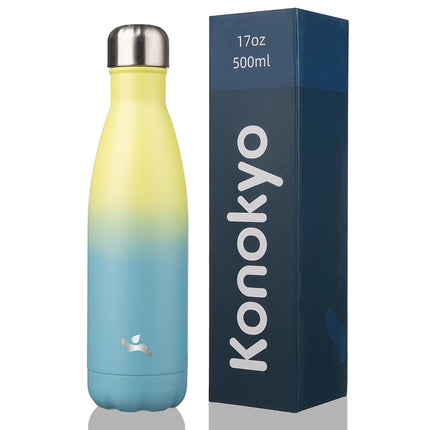 Konokyo Insulated Water Bottles,17oz Double Wall Stainless Steel Vacumm Metal Flask for Sports Travel,Sandy Beach