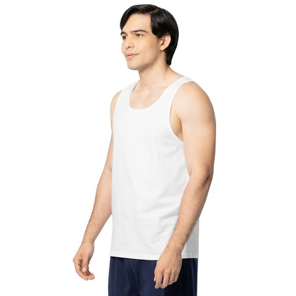 Fruit of the Loom Camisetas sin mangas de algodón EverSoft para hombre, con absorción de humedad y control de olores, estilo camiseta sin mangas, paquete de 2, blanco hielo, grande