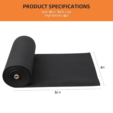 PioneerWorks Geotextile Landscape, 6ft x 50ft & 6oz Geotextile Fabric, PP Drainage 350N Tensile Strength & 440N Load Capacity, for Driveway & Road Stabilizationr, Erosion Control, French Drains
