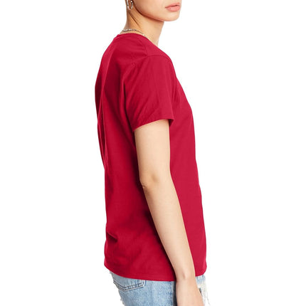 Hanes Women's Perfect-t Crewneck T-Shirt, Lightweight Cotton Short Sleeve Tee, Deep Red, XXL