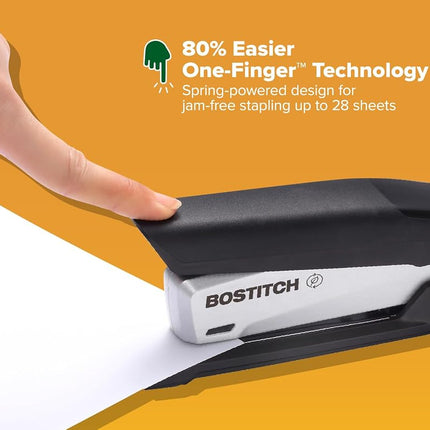 PaperPro inPOWER20-3 in 1 Stapler - One Finger, No Effort, Spring Powered Stapler, Gray (1100)