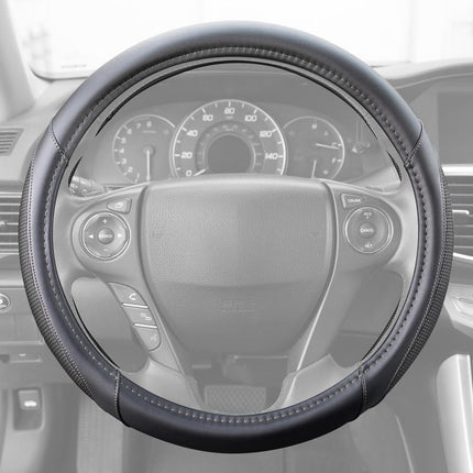 Motor Trend SW-808-WH White Steering Wheel Cover-Dotted Comfort Polyester Grip on Stitched Synthetic Leather