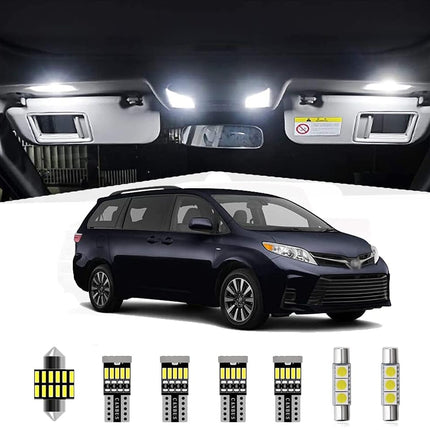 AWALITED Kit de luces LED interiores Sienna de 15 piezas, bombillas LED superbrillantes de mapa y domo de repuesto para todos los modelos Toyota Sienna 2011-2021