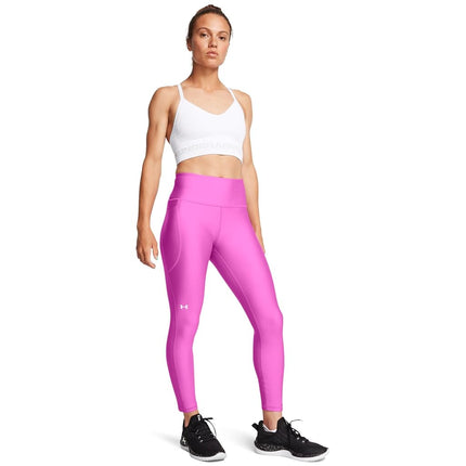 Under Armour Women's HeatGear Armour High Waisted Ankle No-Slip Leggings Trousers, (572) Vivid Magenta/White, X-Large