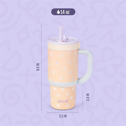 Ello Oasis 14oz Stainless Steel Tumbler - Orange Daisies
