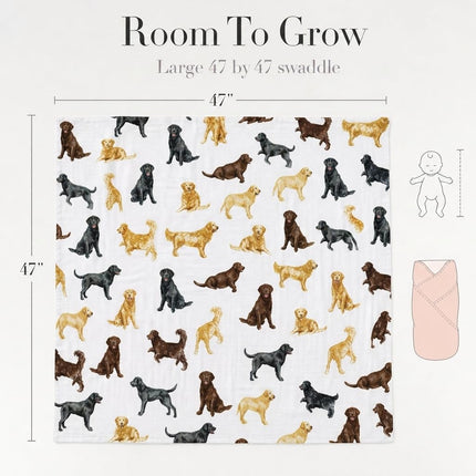 Mud Pie Labrador Retriever Print Muslin Baby Swaddle Blanket, 1 Piece