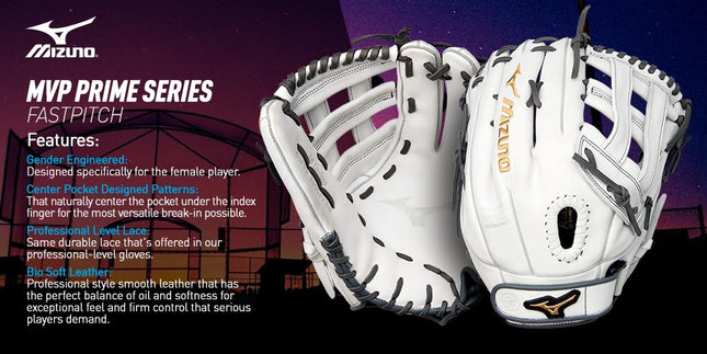 Mizuno GMVP1200PF4W Gant de softball fastpitch MVP Prime 12", toile Tartan, lancé main gauche