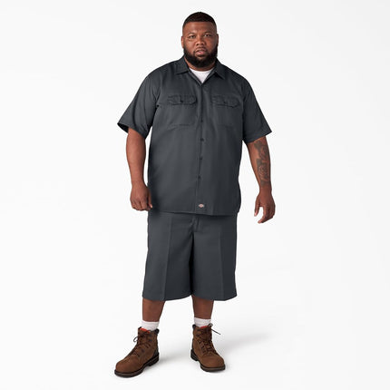 Dickies Men's Short Sleeve Work Shirt, Charcoal, Extra Large