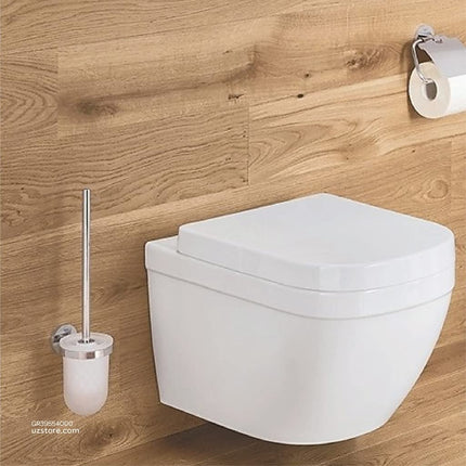 GROHE Essentials Cube - Toilet Brush Set - Material: Glass and Metal - Wall Mounted - Concealed Fastening - Durable Sparkling Sheen - Chrome - 40513001