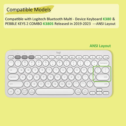 Silicone Keyboard Cover Skin for Logitech K380 & 2023 Pebble Keys 2 K380S Combo for MAC Bluetooth Multi - Device Ultra Thin Protective Keyboard Cover Skin