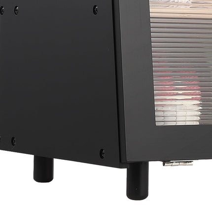 Panera Takywep de doble capa grande para encimera de cocina, caja de almacenamiento de pan de bambú de gran capacidad con ventana, negra
