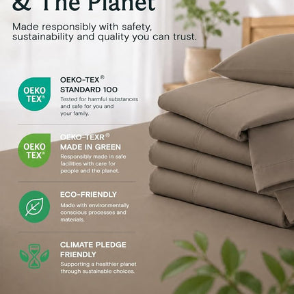 King Size Sheets Set, Cooling & Soft Deep Pocket Bed Sheets, 4PC