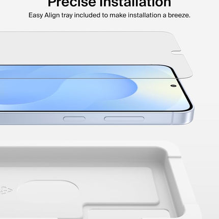Belkin ScreenForce InvisiGlass Treated Screen Protector for Samsung Galaxy S25, 9H Hardness, Scratch-Resistant Impact Protection w/Align Tray for Easy Application - Made with Recycled Glass