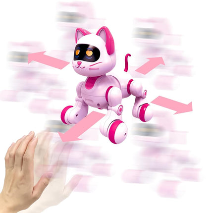 Ysityum Remote Control Robot Cat Toy - RC Robotic Cat for Kids, Interactive Programmable Smart Robot Pet with Light, Sound, Touch Sensing, LED Eyes, Dance & Music, Robot Toy for Kids Boys & Girls