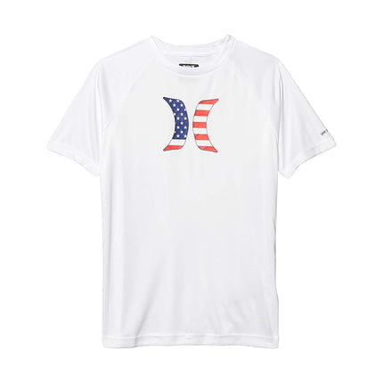 Haut de bain anti-UV Hurley pour garçons UPF 50+, Blanc/Americana, Grande taille
