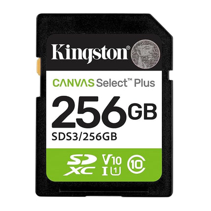 Kingston Canvas Select Plus SD Memory Card 256GB SDXC Gen3 150MB/s C10 UHS-I U1 V10 - SDS3/256GB