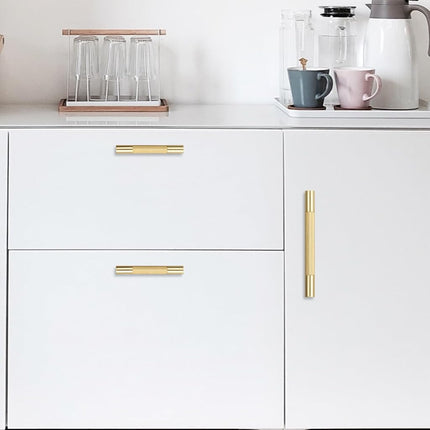 POVEFONK 10 Pack 6-5/16 inch(160mm) Brushed Brass Kitchen Cabinet Handles Knurled Cabinet Pulls Gold Drawer Pulls Kitchen Hardware