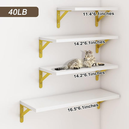 YGEOMER White Shelves for Wall, Different Sizes Wall Floating Shelves for Living Room, Bathroom, Bedroom, Kitchen, Home Decor (Set of 4)