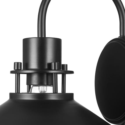 Globe Electric Wren 1-Light Plug-in or Hardwire Wall Sconce, Matte Black, 6ft Black Braided Fabric Designer Cord, in-Line On/Off Rocker Switch