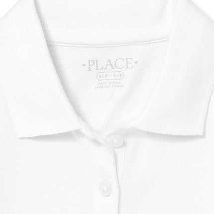 The Children's Place Girls' Long Sleeve Pique Polo 2-Pack, White 2 Pack, X-Large
