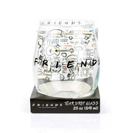 Copa de vino sin tallo Silver Buffalo Friends Doodle Logo, 590 ml