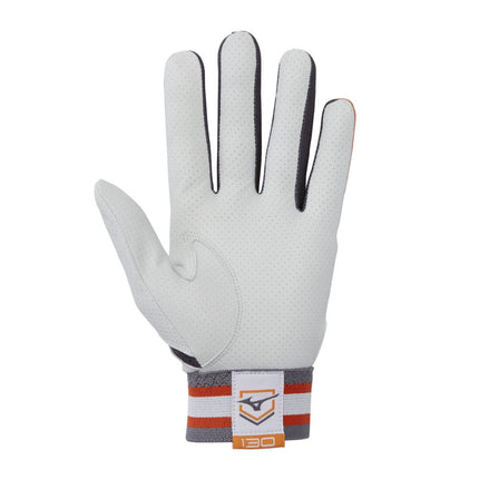 Mizuno Men's B-130 Adult Baseball Batting Glove, Orange/Charcoal, X-Large