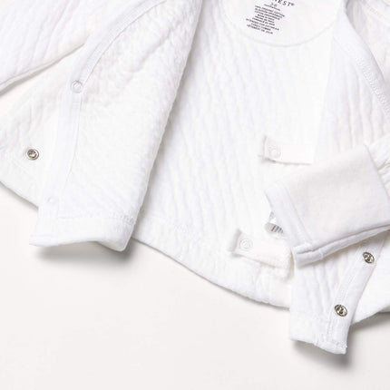 HonestBaby Baby Organic Cotton Matelasse Side-Snap Kimono Top - White - 6-9 Months